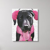 Zwarte labrador met oorsnufjes canvas afdruk (Voorkant)
