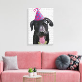 Zwarte labrador met partijPet Canvas Afdruk (Insitu (Woonkamer))