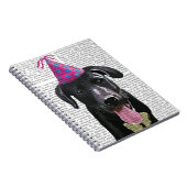 Zwarte labrador met partijPet Notitieboek (Rechterzijde)