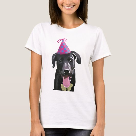 Zwarte labrador met partijPet T-shirt (Voorkant)