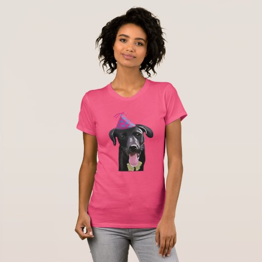Zwarte labrador met partijPet T-shirt (Voorkant volledig)
