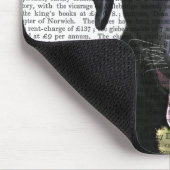 Zwarte labrador met rode bol aan kop muismat (Hoek)