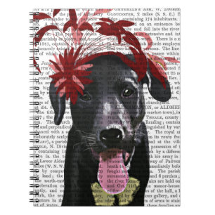 Zwarte Labrador Met Rode Fascinator Notitieboek