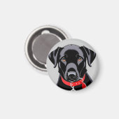 Zwarte Labrador met Rode Halsband Magneet (Voorkant / Achterkant)