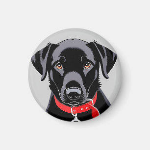 Zwarte Labrador met Rode Halsband Magneet