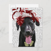 Zwarte labrador met rode smeltkroes briefkaart (Voorkant / Achterkant)