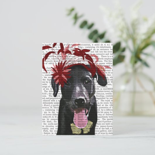 Zwarte labrador met rode smeltkroes briefkaart (Staand voorkant)