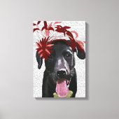 Zwarte labrador met rode smeltkroes canvas afdruk (Voorkant)