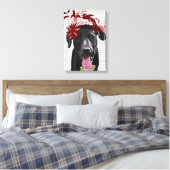 Zwarte labrador met rode smeltkroes canvas afdruk (Insitu (Slaapkamer))