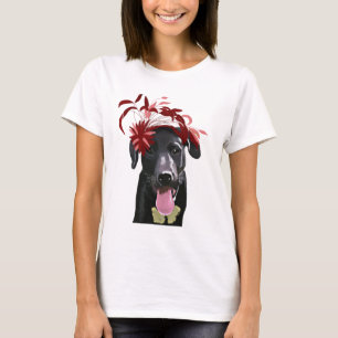 Zwarte labrador met rode smeltkroes t-shirt