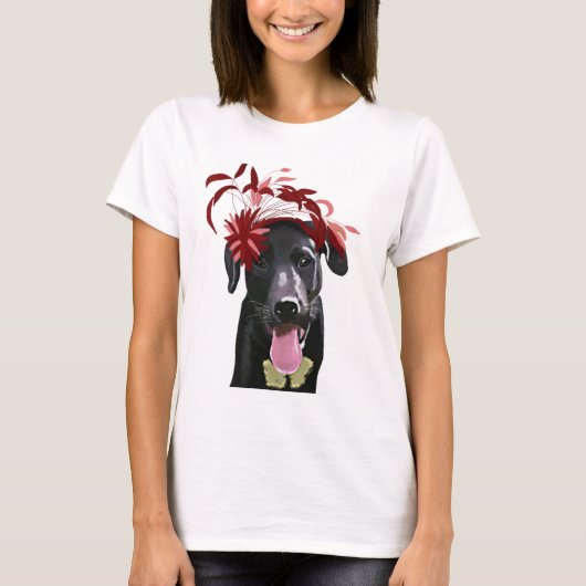 Zwarte labrador met rode smeltkroes t-shirt (Voorkant)