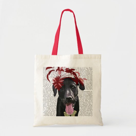 Zwarte labrador met rode smeltkroes tote bag (Voorkant)