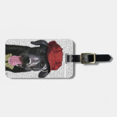 Zwarte labrador met rood Pet Bagagelabel (Voorkant horizontaal)