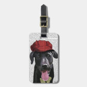 Zwarte labrador met rood Pet Bagagelabel (Voorkant verticaal)