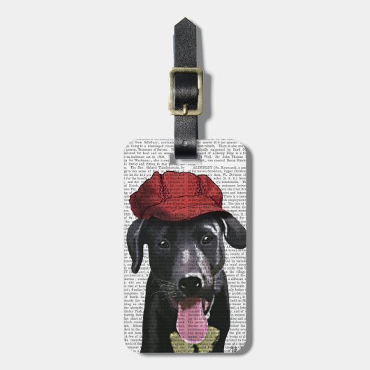 Zwarte labrador met rood Pet Bagagelabel (Voorkant verticaal)
