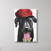 Zwarte labrador met rood Pet Canvas Afdruk (Voorkant)