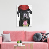 Zwarte labrador met rood Pet Canvas Afdruk (Insitu (Woonkamer))