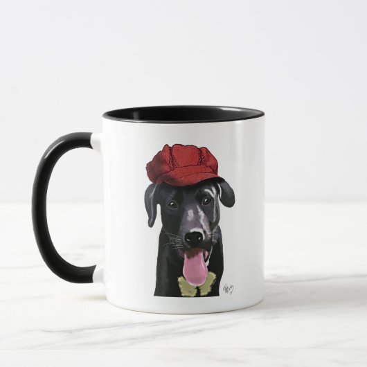 Zwarte labrador met rood Pet Mok (Links)