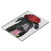 Zwarte labrador met rood Pet Notitieboek (Linkerzijde)