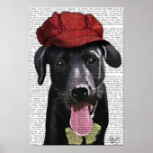 Zwarte labrador met rood Pet Poster (Voorkant)