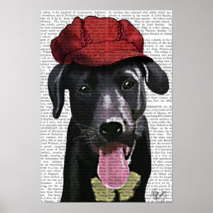 Zwarte labrador met rood Pet Poster