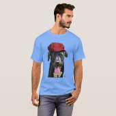 Zwarte labrador met rood Pet T-shirt (Voorkant volledig)