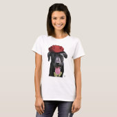 Zwarte labrador met rood Pet T-shirt (Voorkant volledig)