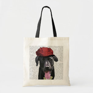 Zwarte labrador met rood Pet Tote Bag