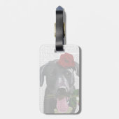 Zwarte labrador met Rozen 2 Bagagelabel (Achterkant verticaal)