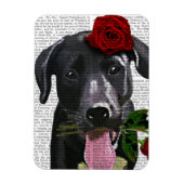 Zwarte labrador met Rozen 2 Magneet (Verticaal)