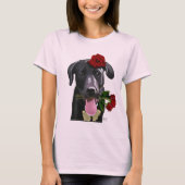 Zwarte labrador met Rozen 2 T-shirt (Voorkant)