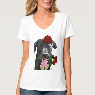 Zwarte labrador met Rozen 2 T-shirt