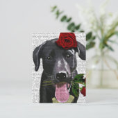 Zwarte labrador met Rozen Briefkaart (Staand voorkant)