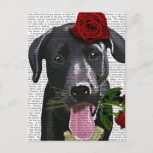 Zwarte labrador met Rozen Briefkaart