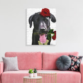 Zwarte labrador met Rozen Canvas Afdruk (Insitu (Woonkamer))