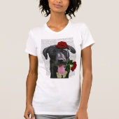 Zwarte labrador met Rozen T-shirt (Voorkant)