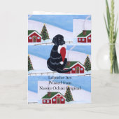 Zwarte Labrador met Santa Hat Sneeuwland Feestdagen Kaart (Achterkant)