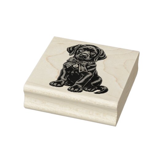 Zwarte Labrador met strik knuffel rubber stempel (Stempel)