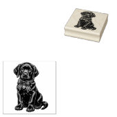 Zwarte Labrador met strik knuffel rubber stempel (Gestempeld)