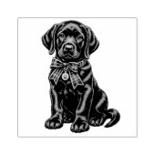 Zwarte Labrador met strik knuffel rubber stempel (Afrduk)