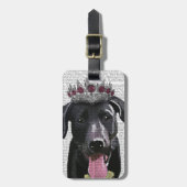 Zwarte labrador met Tiara Bagagelabel (Voorkant verticaal)