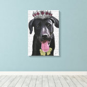 Zwarte labrador met Tiara Canvas Afdruk (Insitu (Houten vloer))