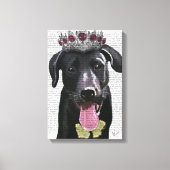 Zwarte labrador met Tiara Canvas Afdruk (Voorkant)
