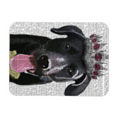 Zwarte labrador met Tiara Magneet (Horizontaal)