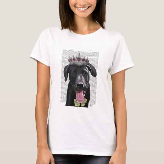 Zwarte labrador met Tiara T-shirt (Voorkant)