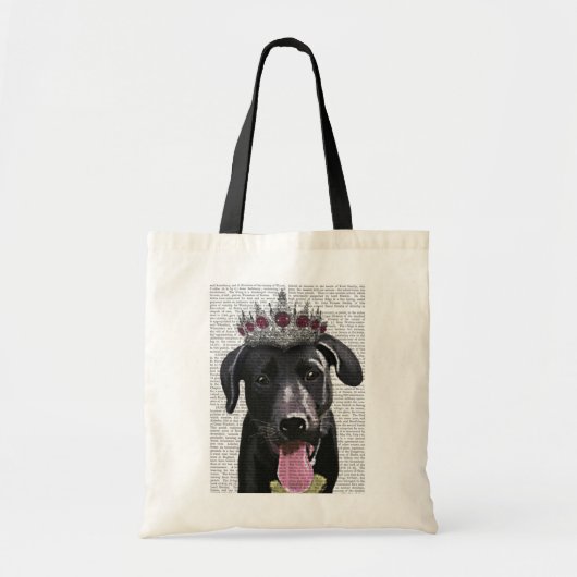 Zwarte labrador met Tiara Tote Bag (Voorkant)