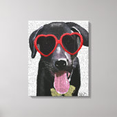 Zwarte labrador met zonnebrillen voor het hart canvas afdruk (Voorkant)
