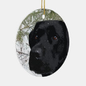 Zwarte labrador - Mousserende pijnbomen Keramisch Ornament (Rechts)