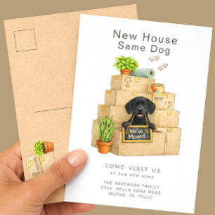Zwarte Labrador Nieuwe Huis Verhuisbericht Briefkaart