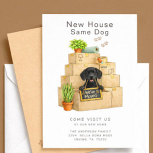 Zwarte Labrador Nieuwe Huis Verhuisbericht Kaart